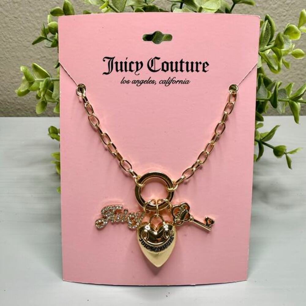 Juicy Couture necklace chunky heart gold tone
